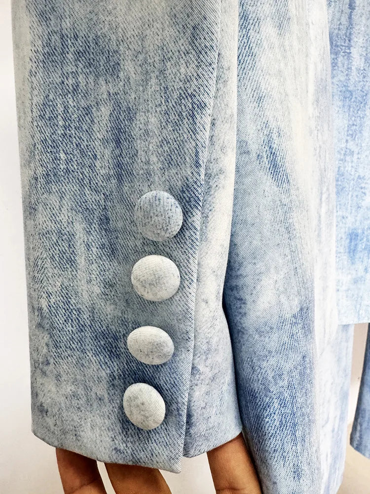 Color Block Two Piece Jean Set