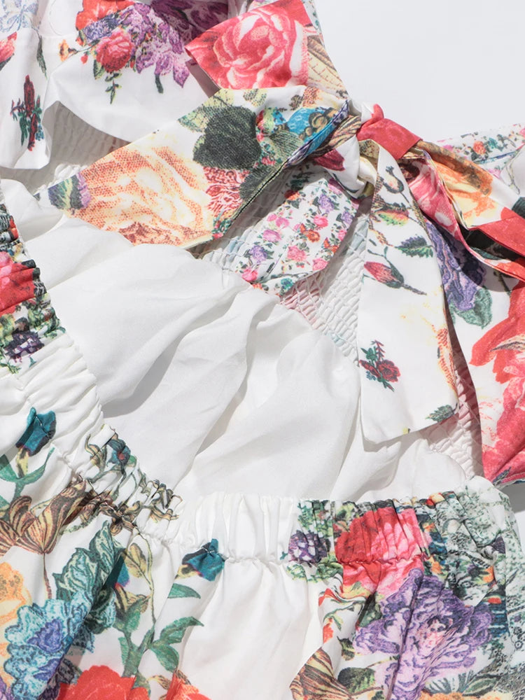 V-Neck Flying Sleeve Dress