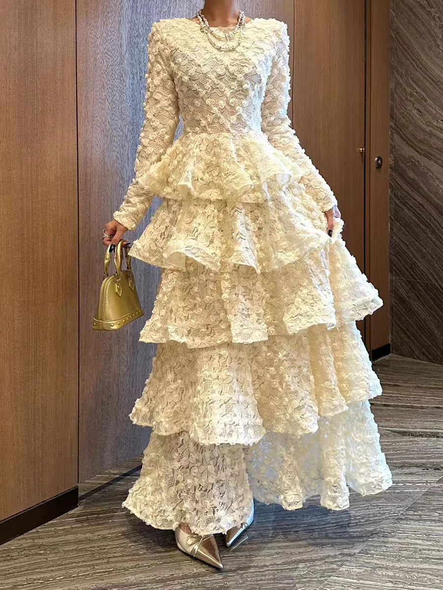 Spliced 3D Flower Dresses
