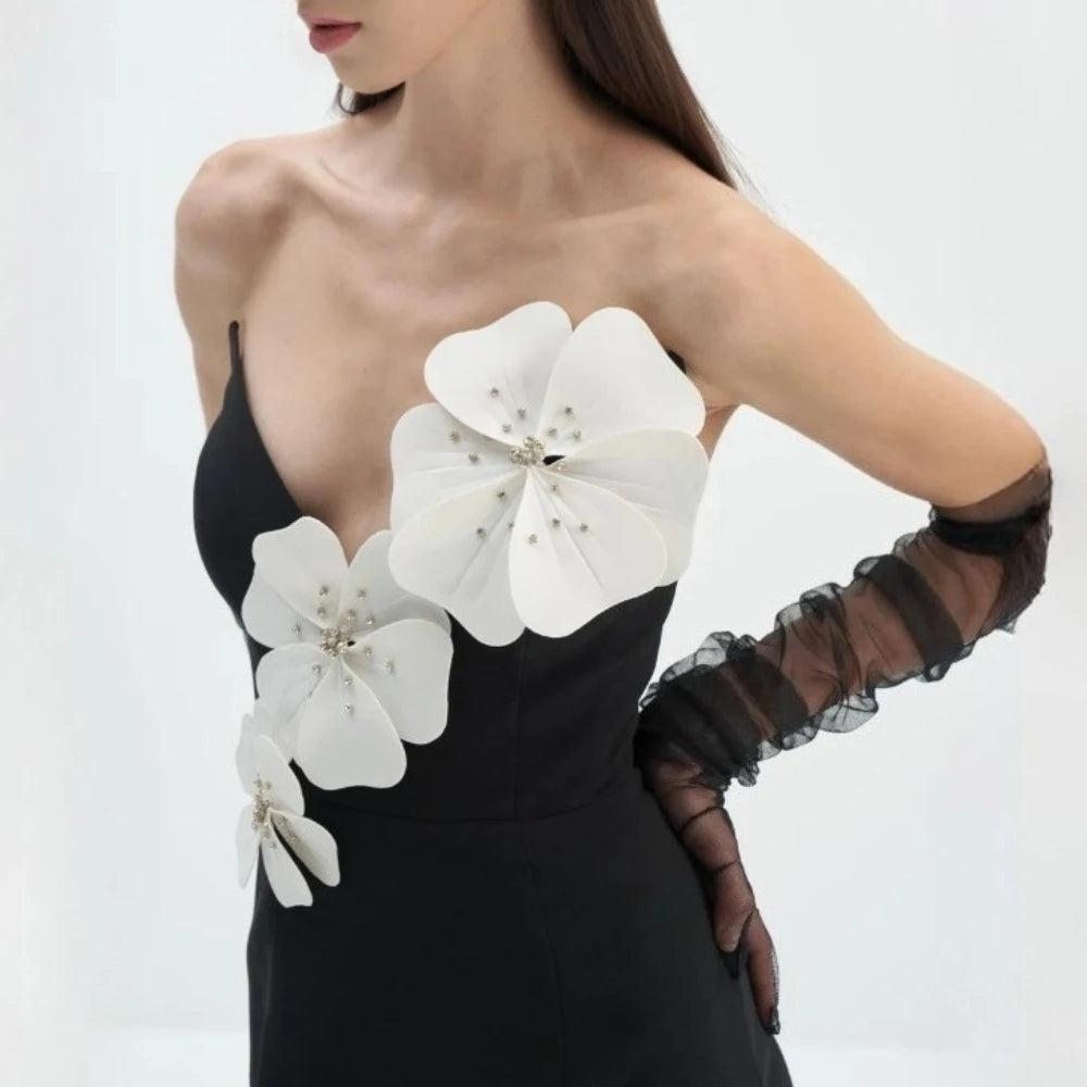 Spliced 3D Flower Dresses
