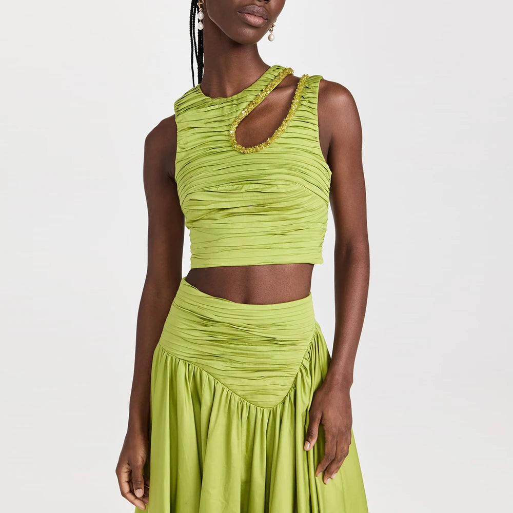 Solid Spliced Folds Two Piece Set
