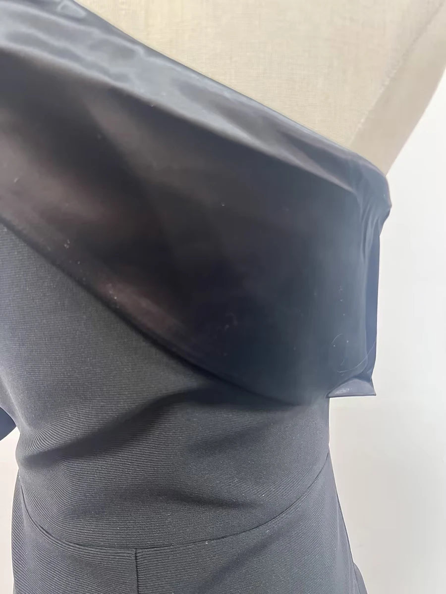 Diagonal Collar Bow Dresses