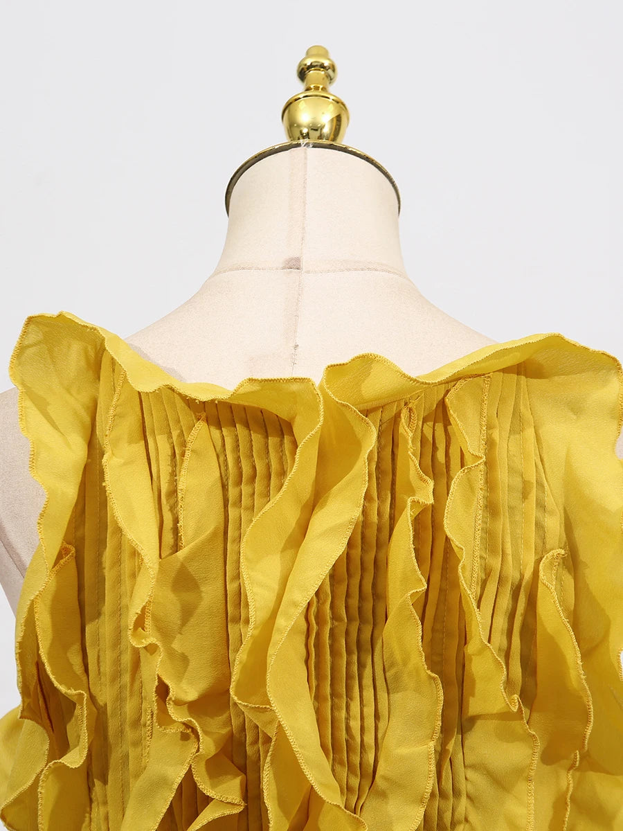 Spliced Ruffles Folds Dresses