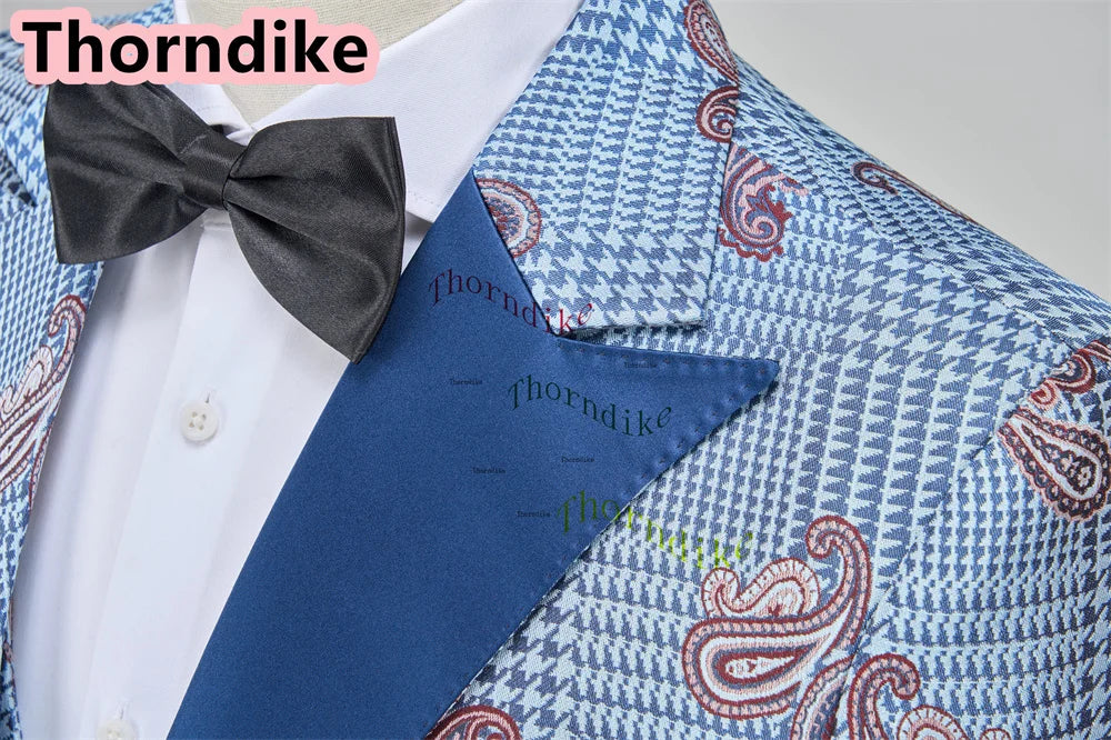 Men Suits 3 Piece Houndstooth Suit