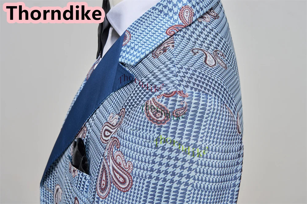 Men Suits 3 Piece Houndstooth Suit