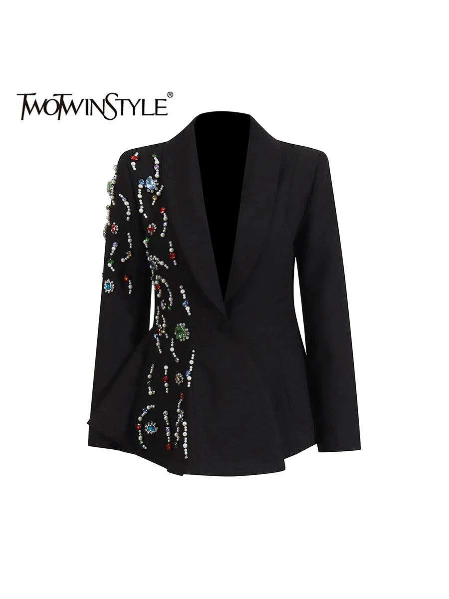 Spliced Diamonds Slimming Casual Blazers