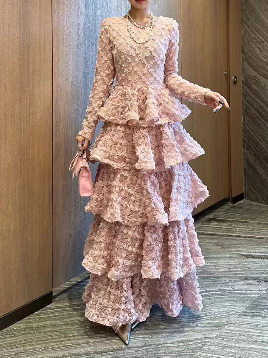 Spliced 3D Flower Dresses
