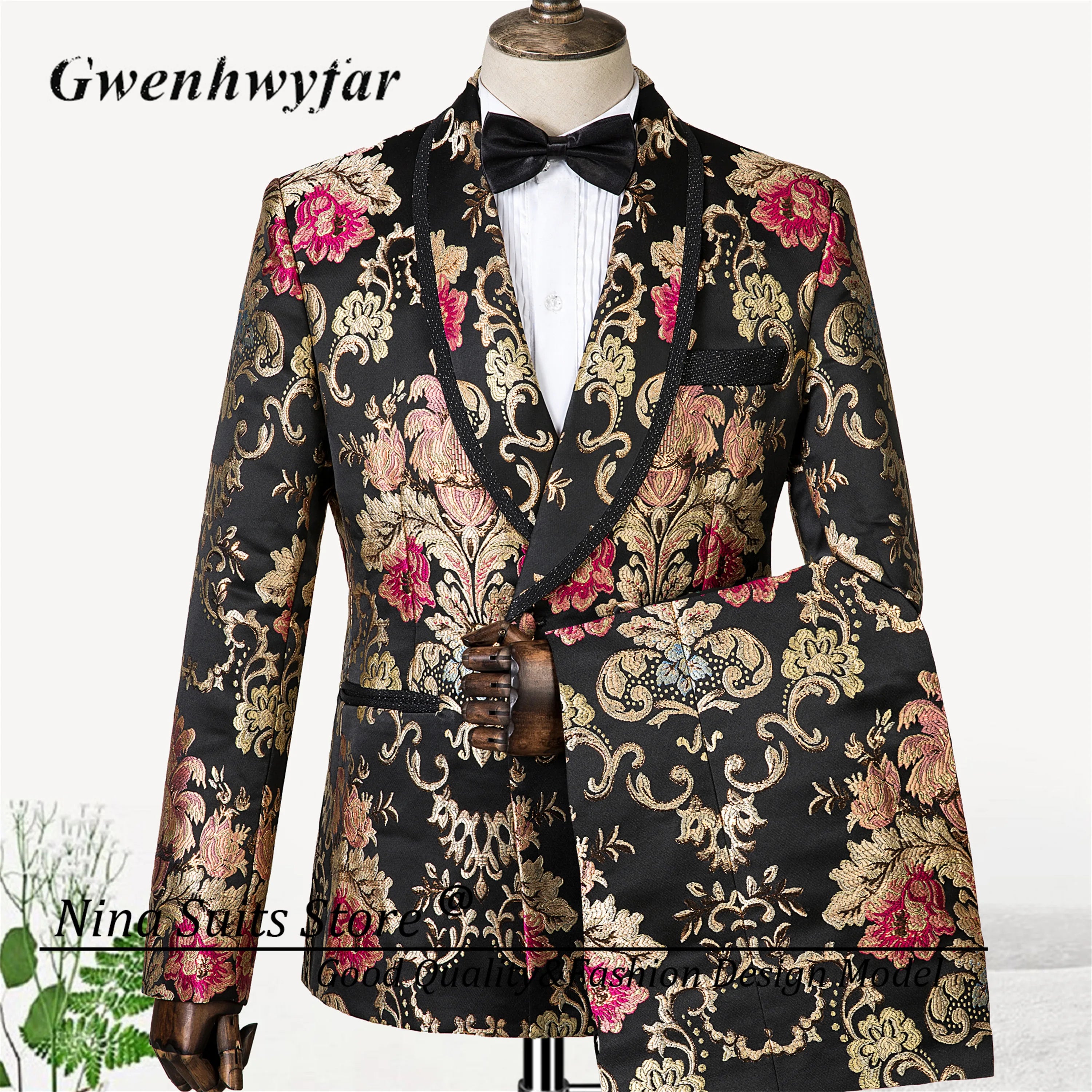 Double Breasted Royal Pattern Men Tuxedo