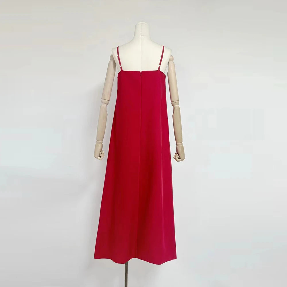 Color block3D Flower Midi Dress