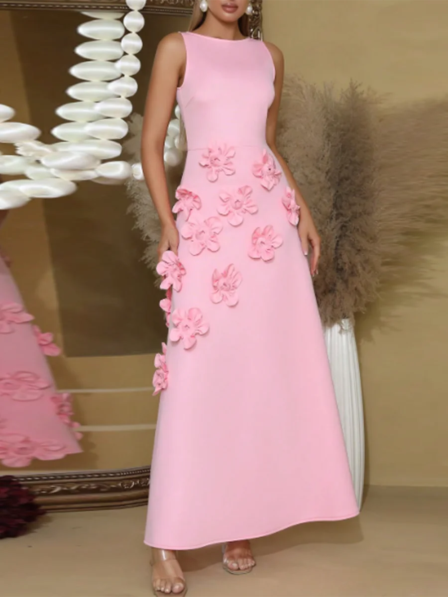 Slimming Spliced 3D Flower Dresses
