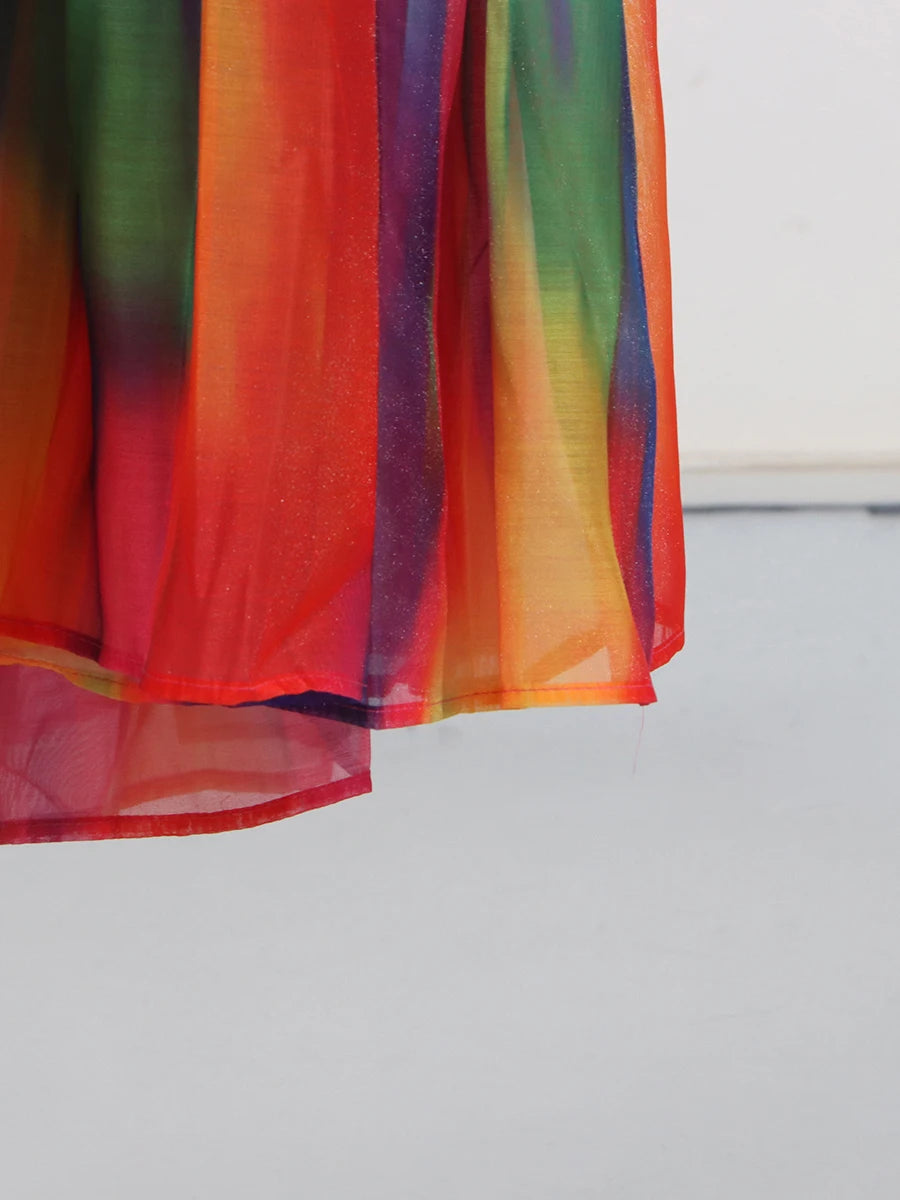 Colorful Loose Lace Up dress