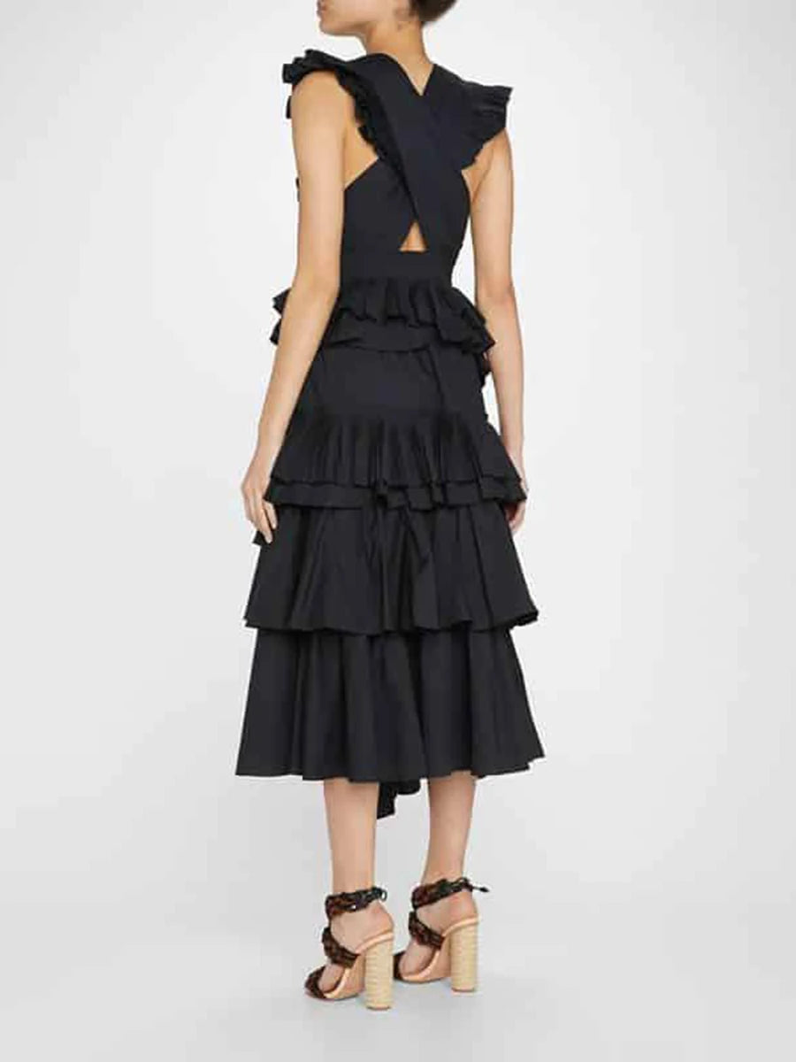 Spliced Ruffles Folds Dresses