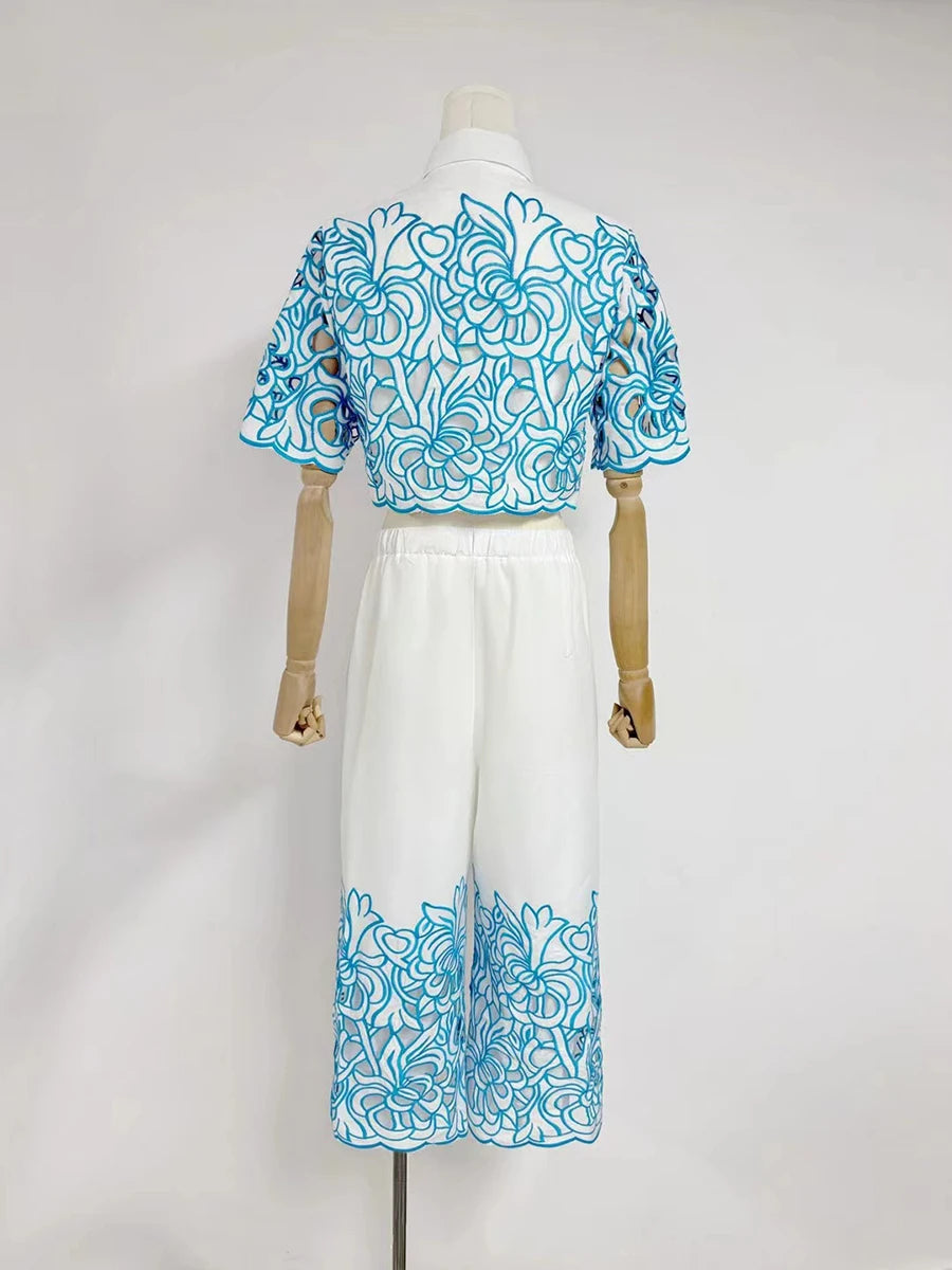 Hollow Out Casual Two Piece Set