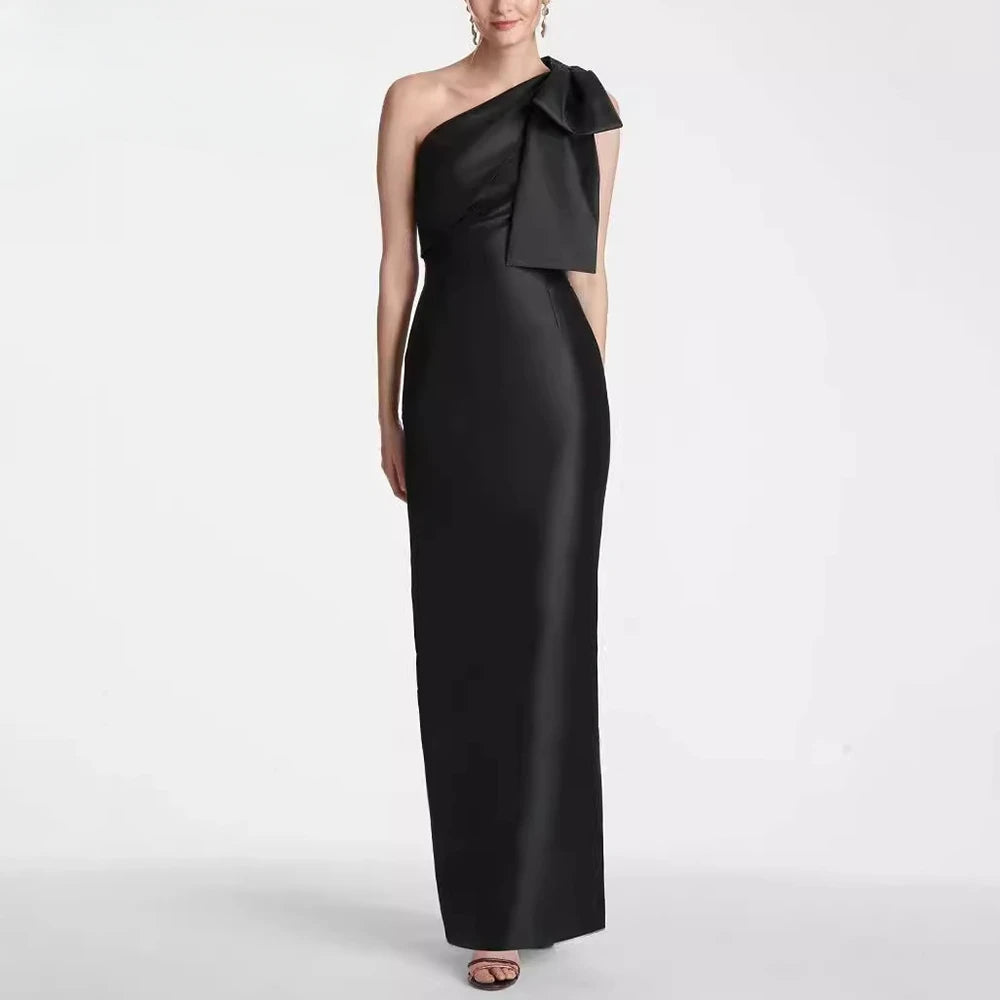 Diagonal Collar Bow Dresses