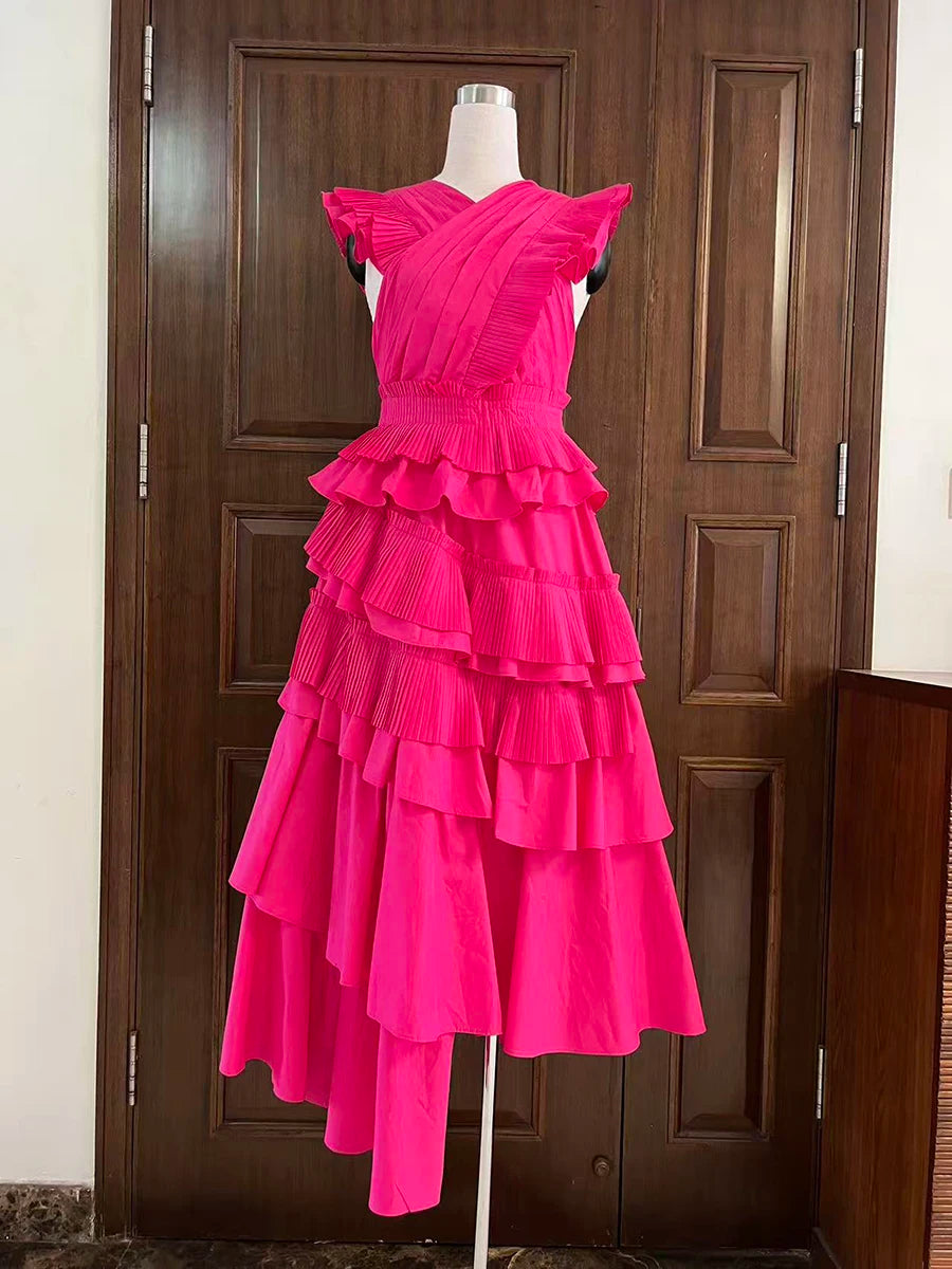 Spliced Ruffles Folds Dresses