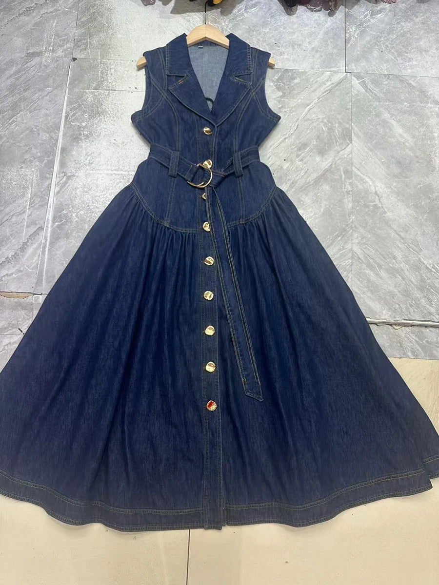 Single Breasted Cowboy Denim Dresses
