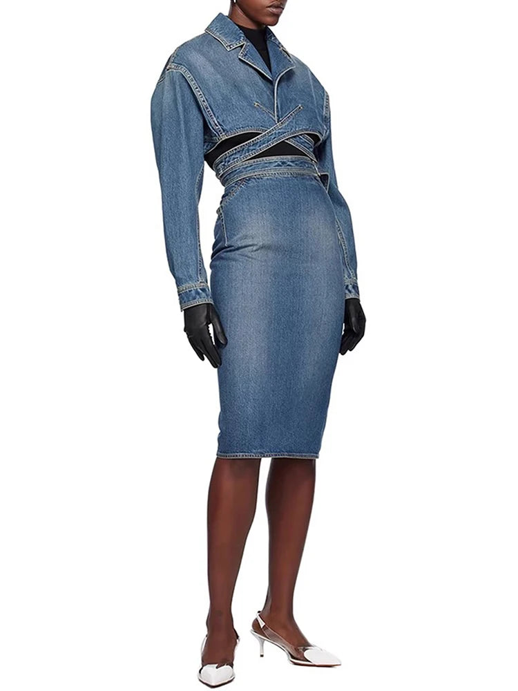 Streetwear Crisscross Denim Coat