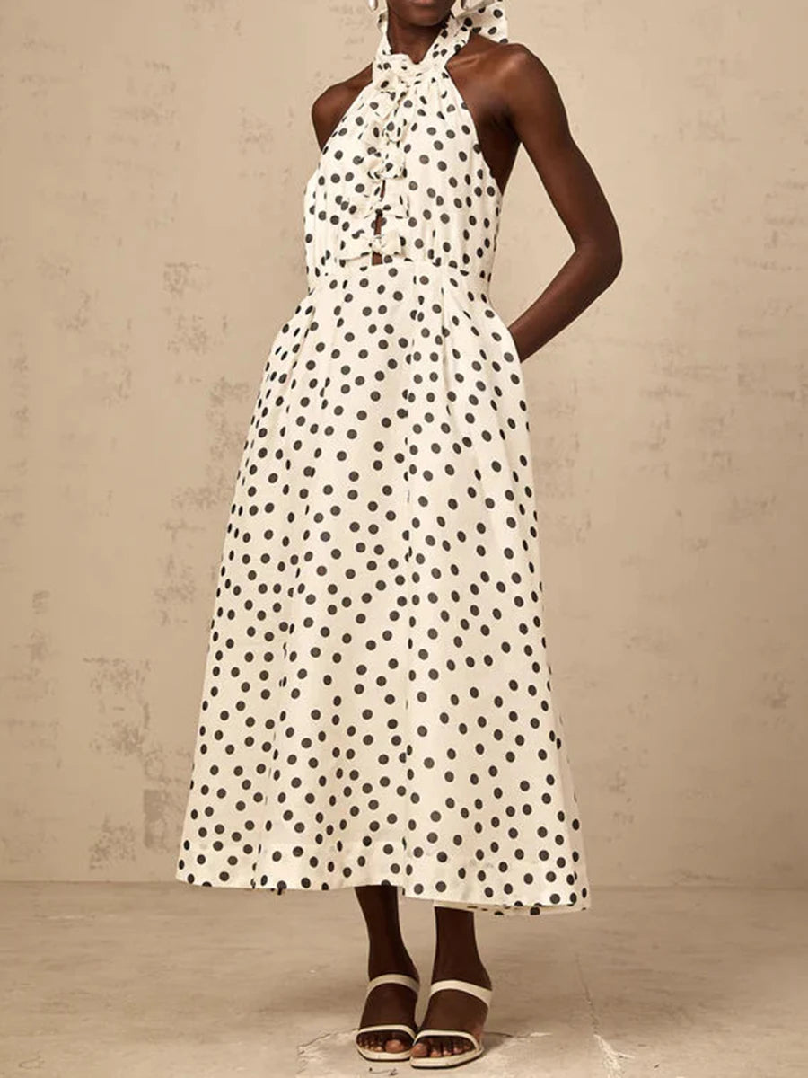 Polka Dot Elegant Midi Dresses