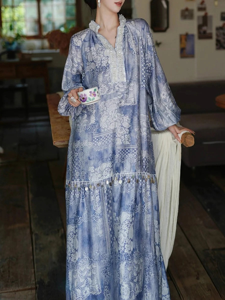 Printing Loose Spliced Sequins Dresses
