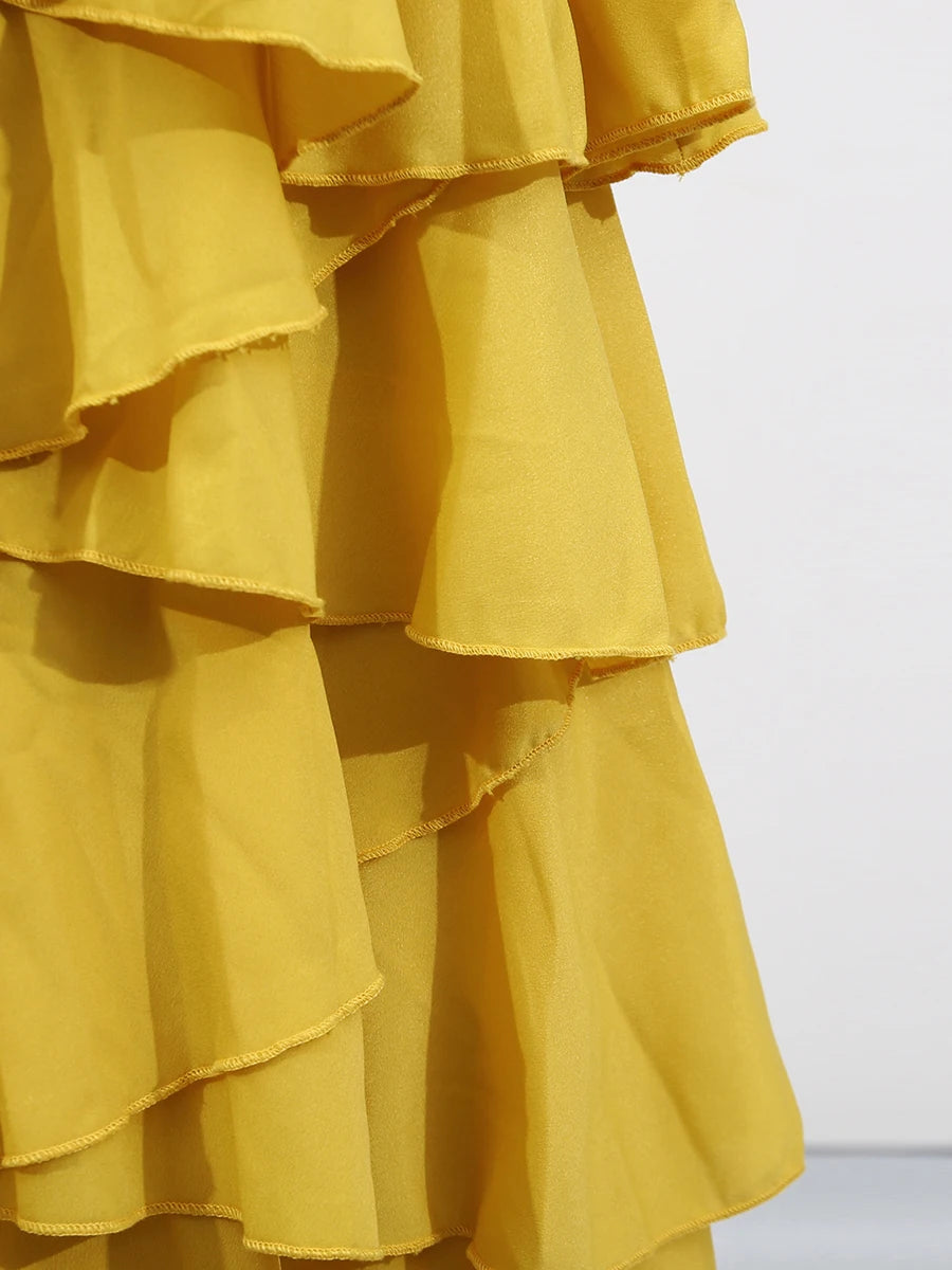 Spliced Ruffles Folds Dresses