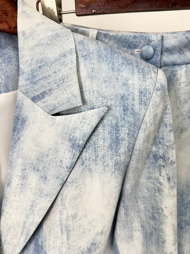 Color Block Two Piece Jean Set