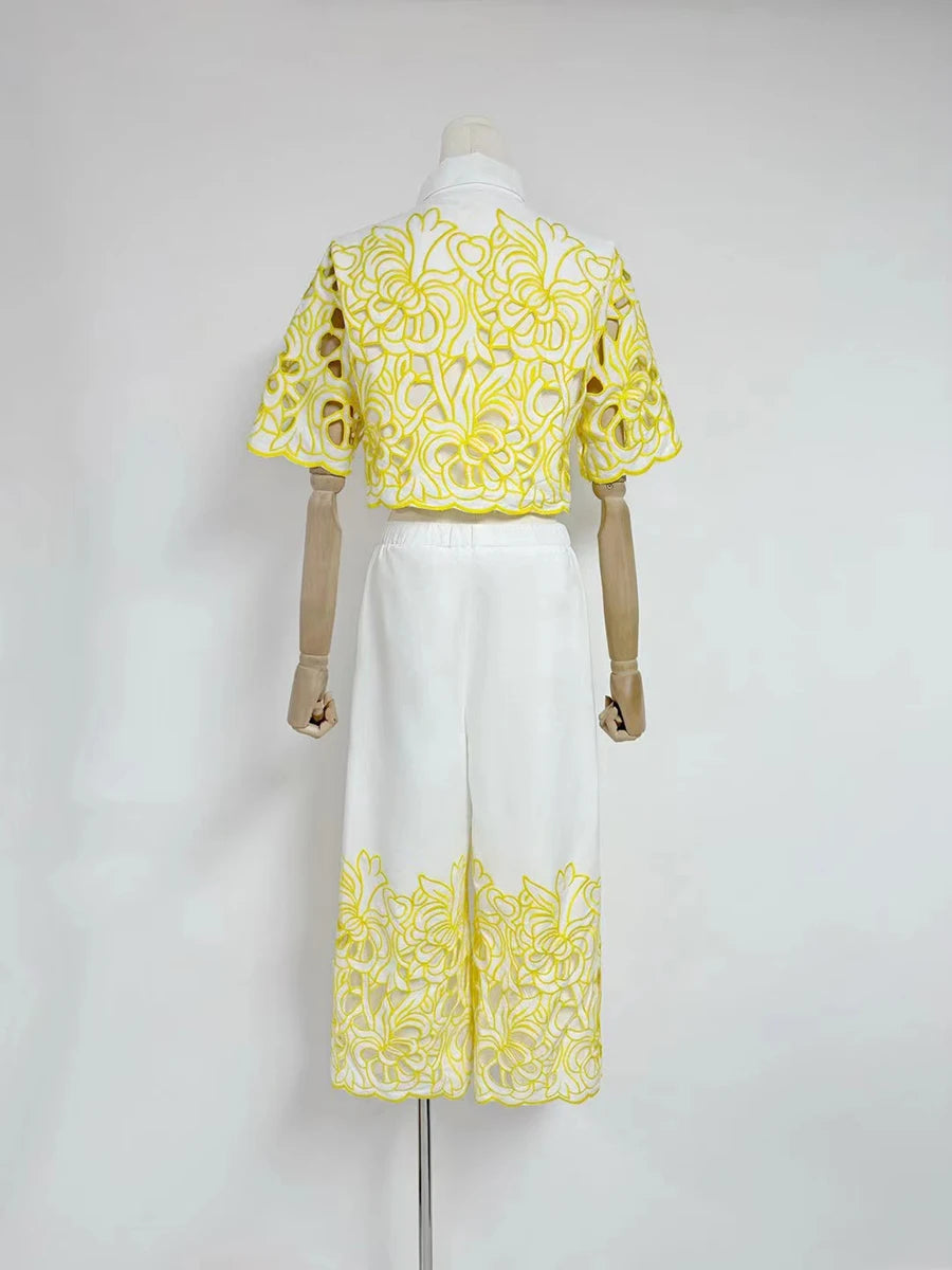 Hollow Out Casual Two Piece Set