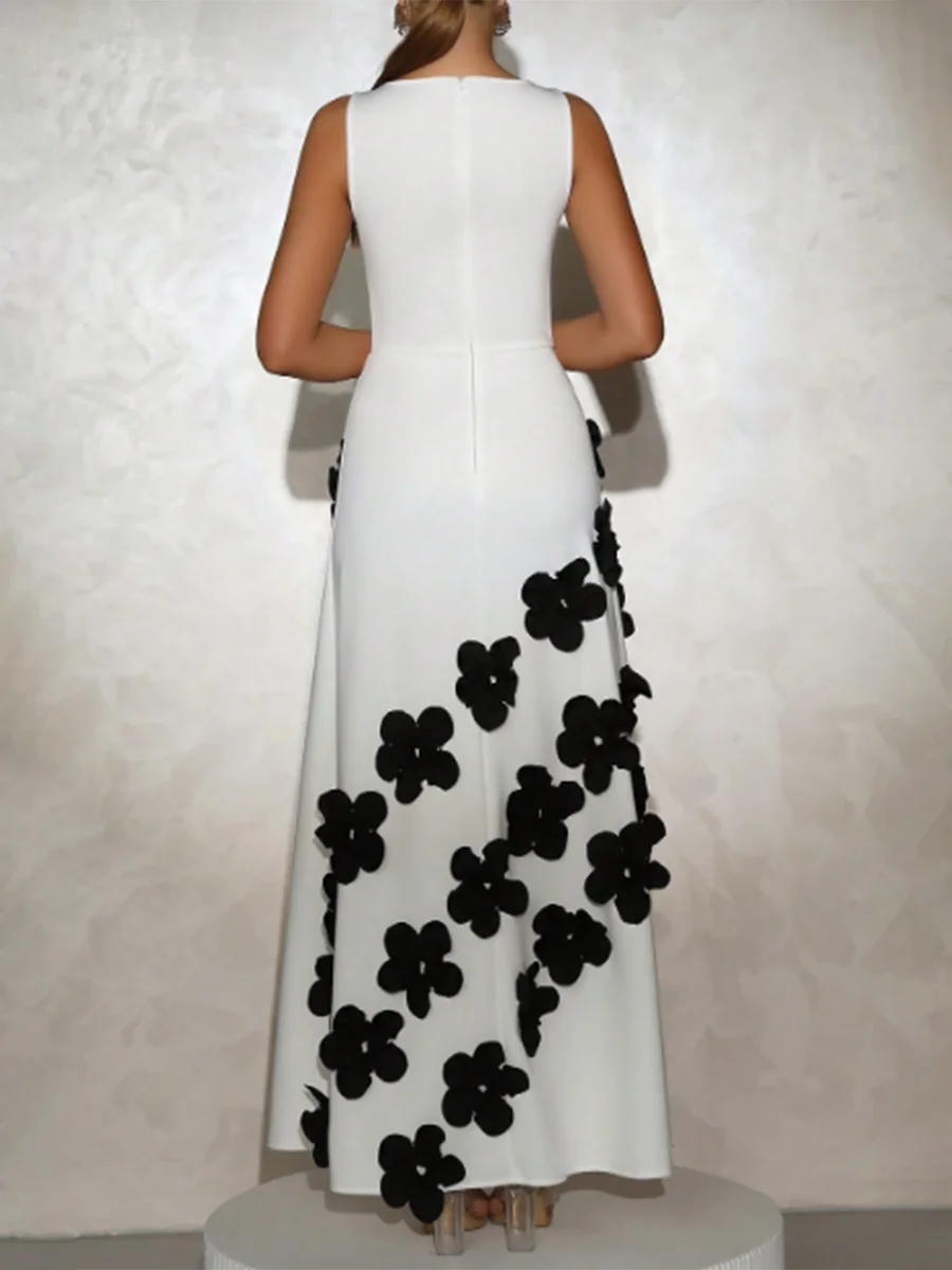 Slimming Spliced 3D Flower Dresses
