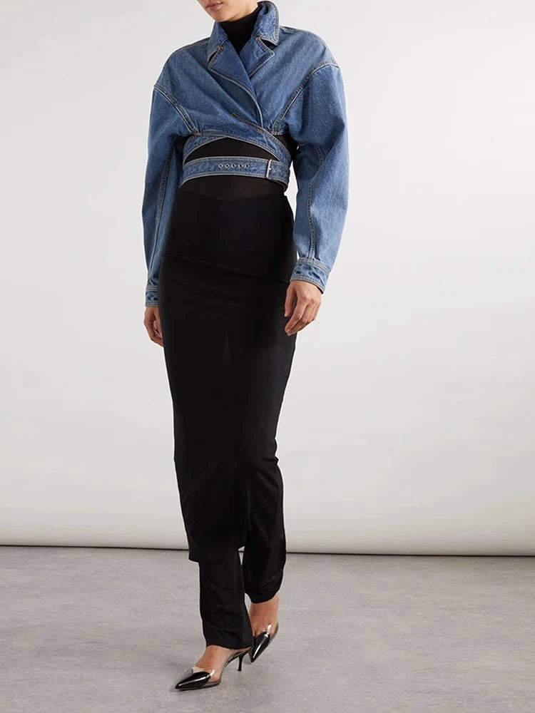 Streetwear Crisscross Denim Coat