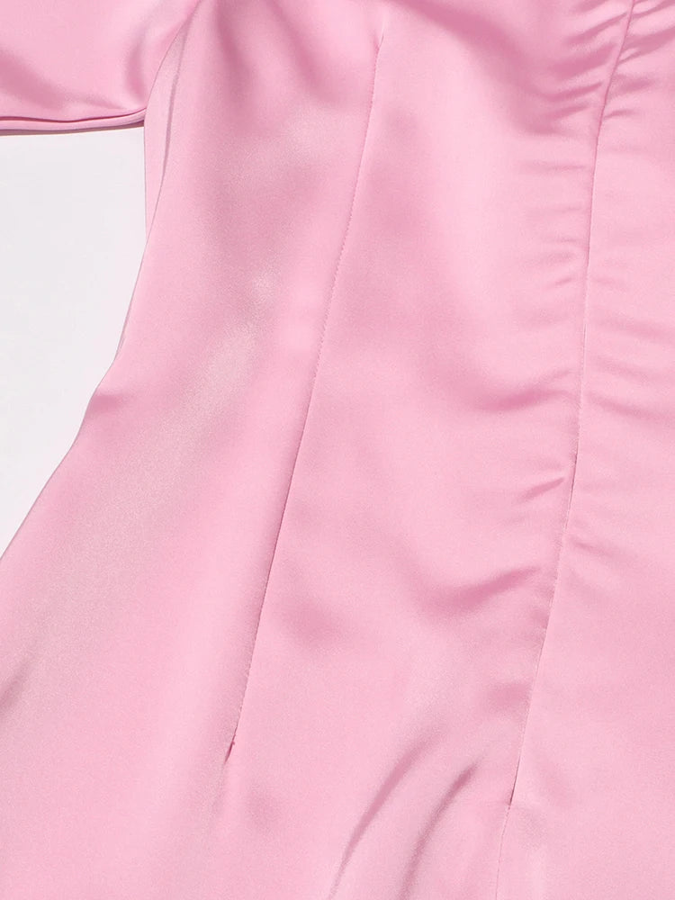 Solid Spliced Appliqués Long Dress