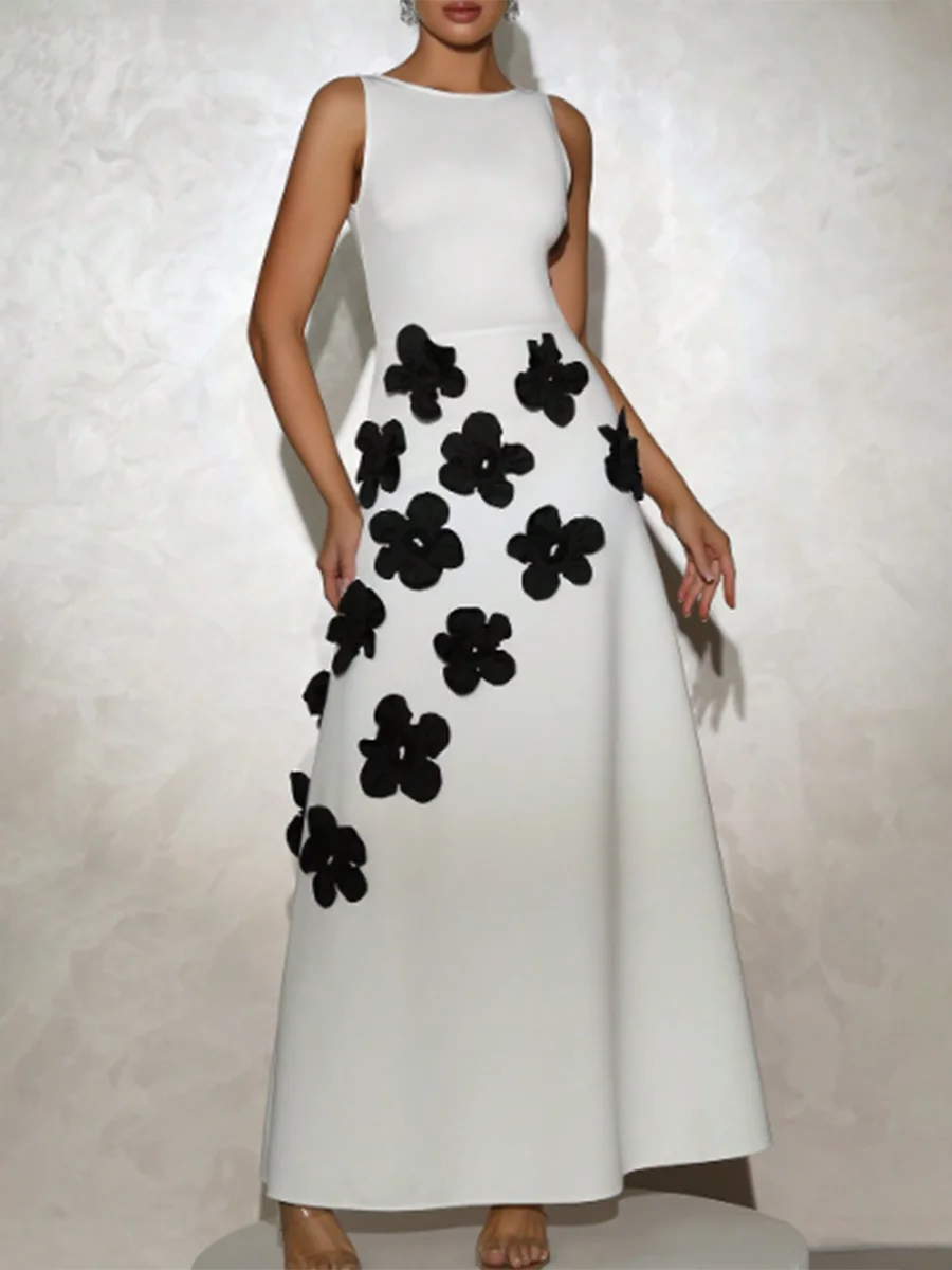Slimming Spliced 3D Flower Dresses