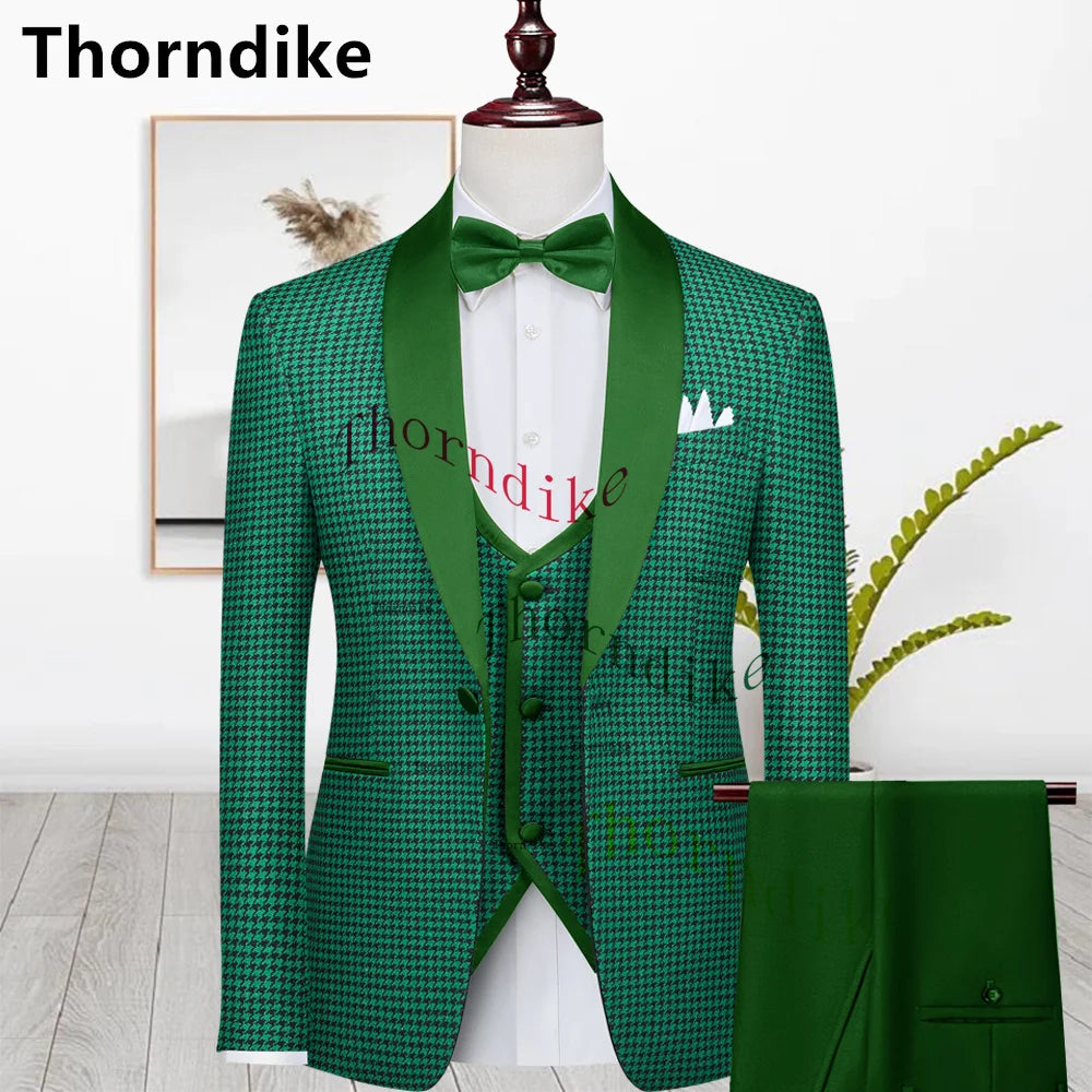 Men’s Houndstooth One Button Blazer Suit