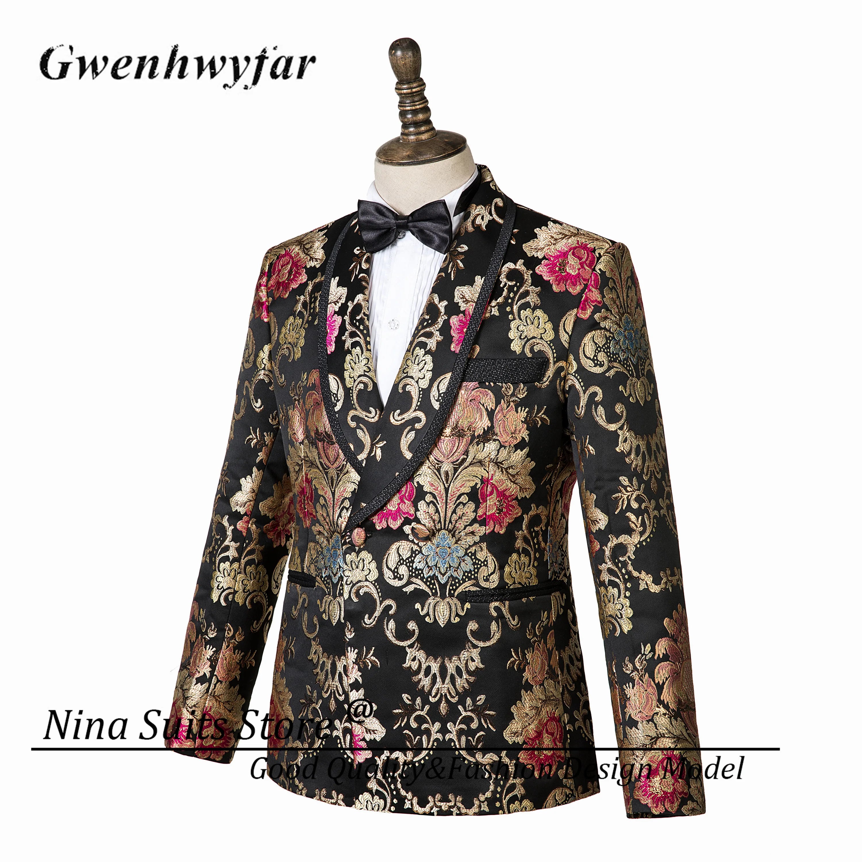 Double Breasted Royal Pattern Men Tuxedo