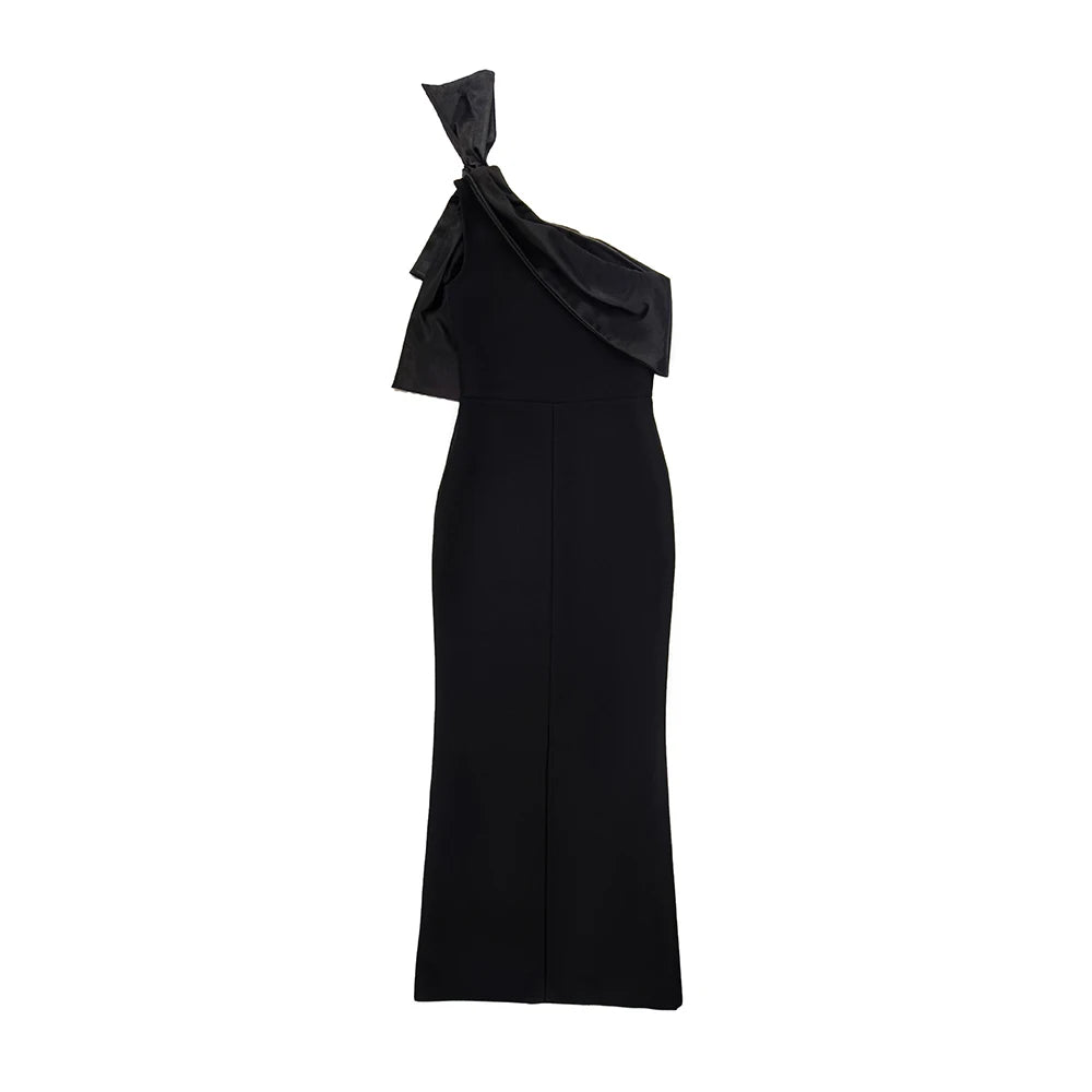 Diagonal Collar Bow Dresses