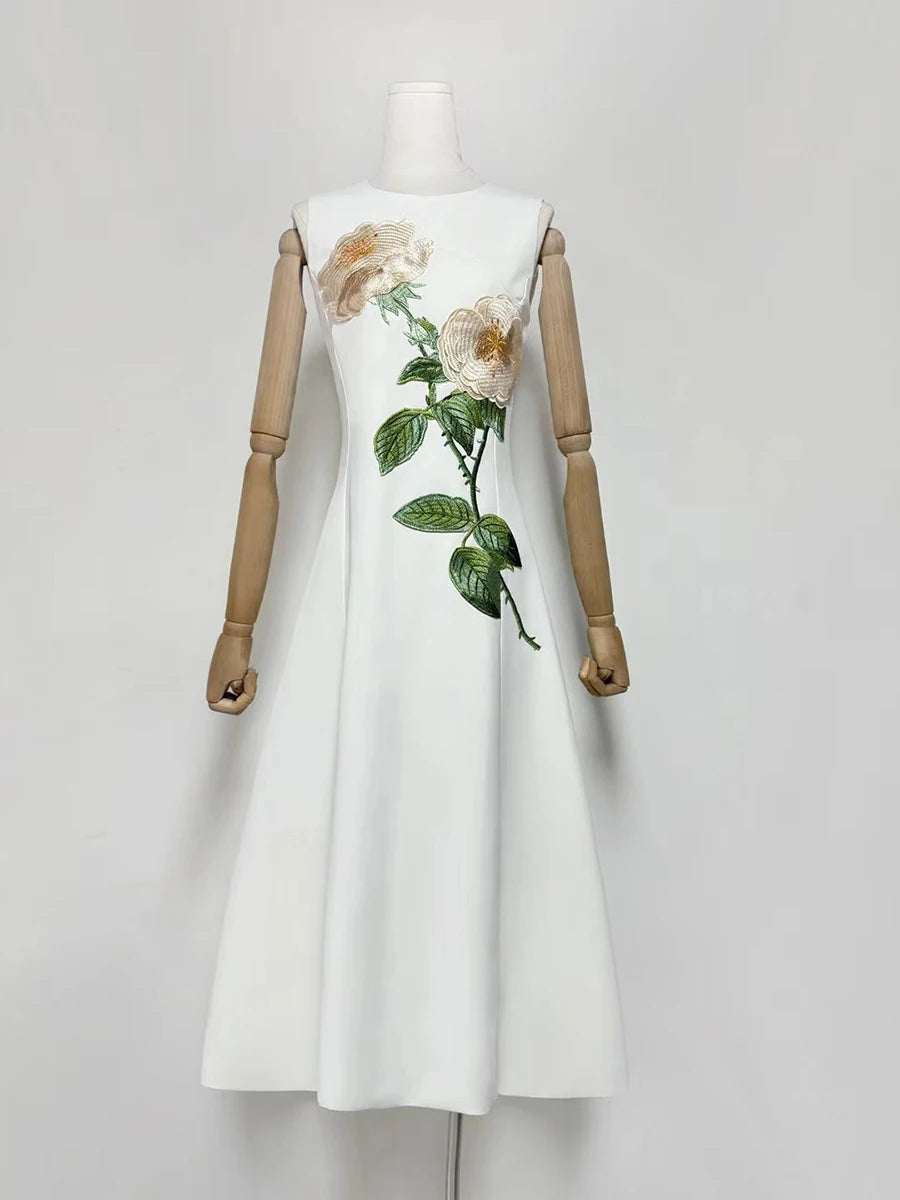 Spliced 3D Flower Dress