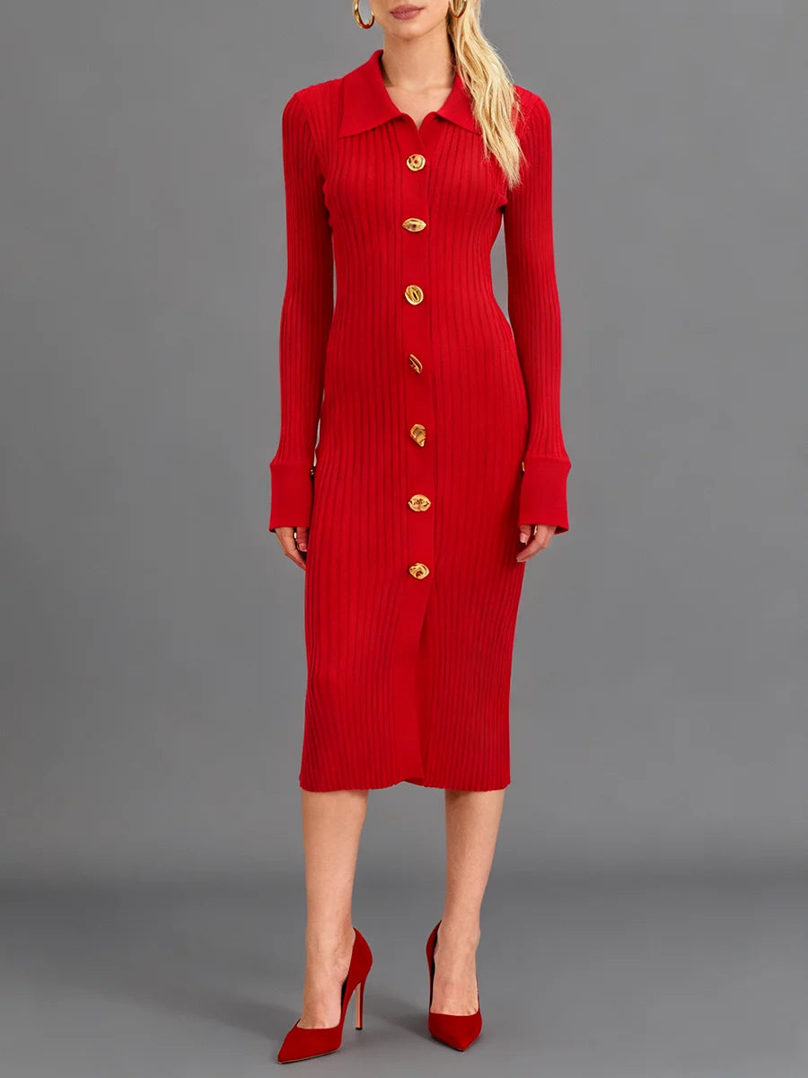 Single Breasted Basics Knit Dresses