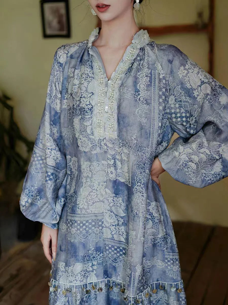 Printing Loose Spliced Sequins Dresses