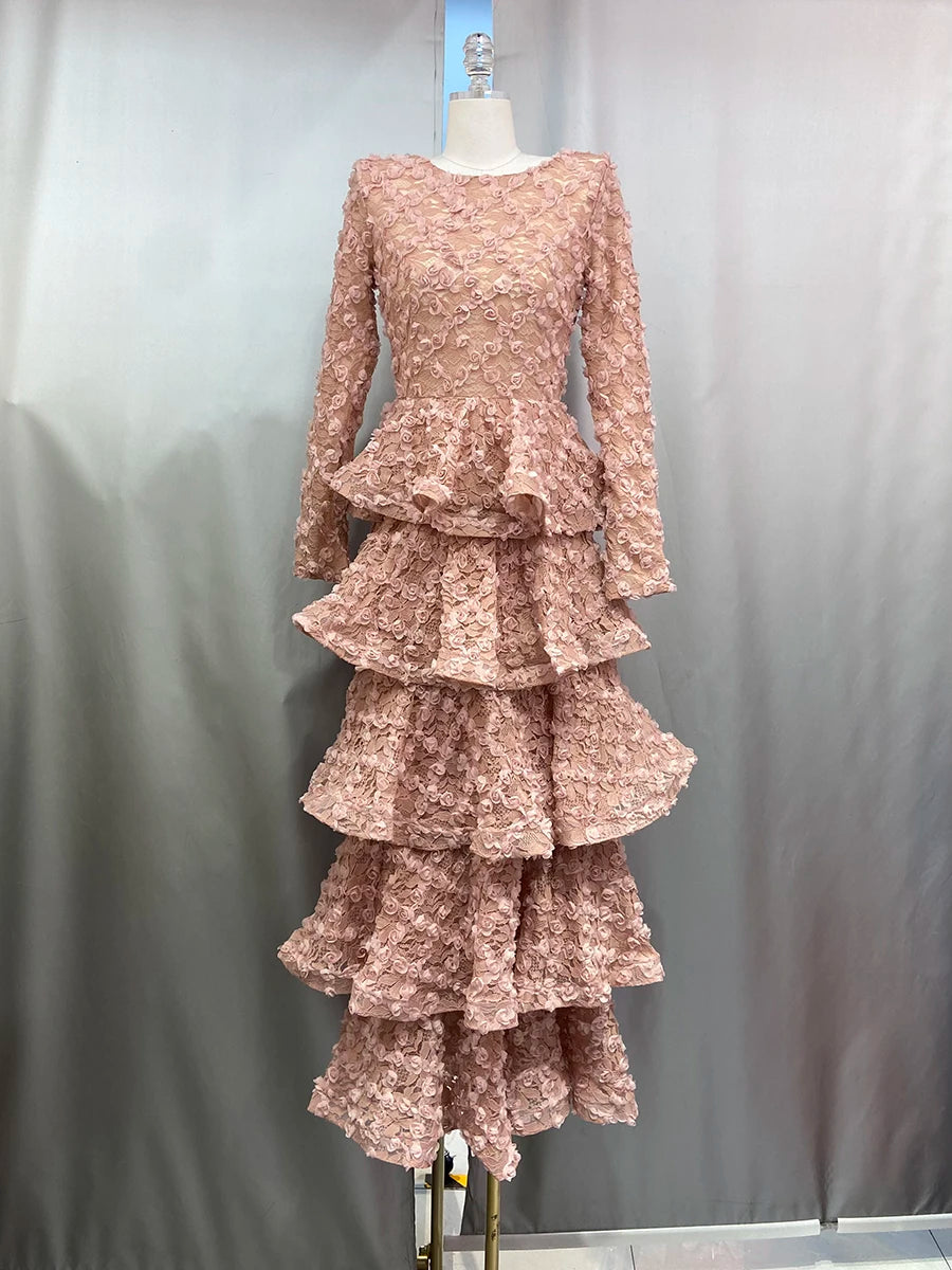 Spliced 3D Flower Dresses