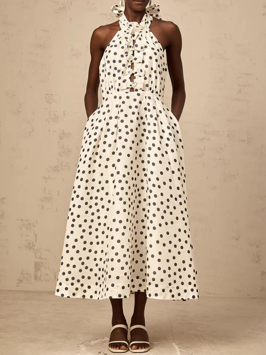 Polka Dot Elegant Midi Dresses
