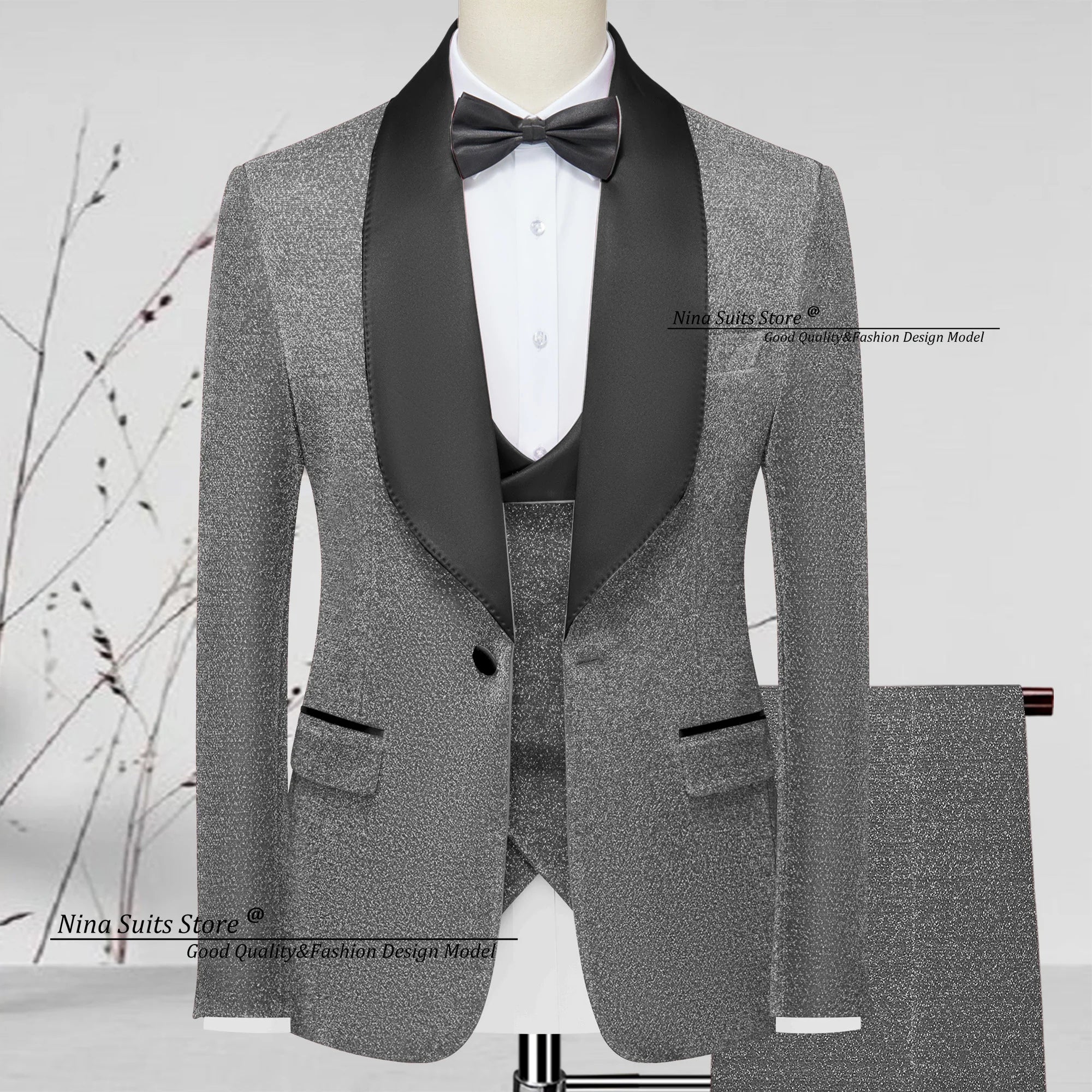 Men's 3-piece Green Shiny Glitter Set