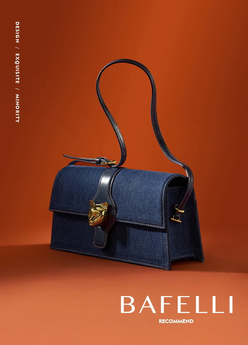 DENIM TRENDING SHOULDER CLUTCH