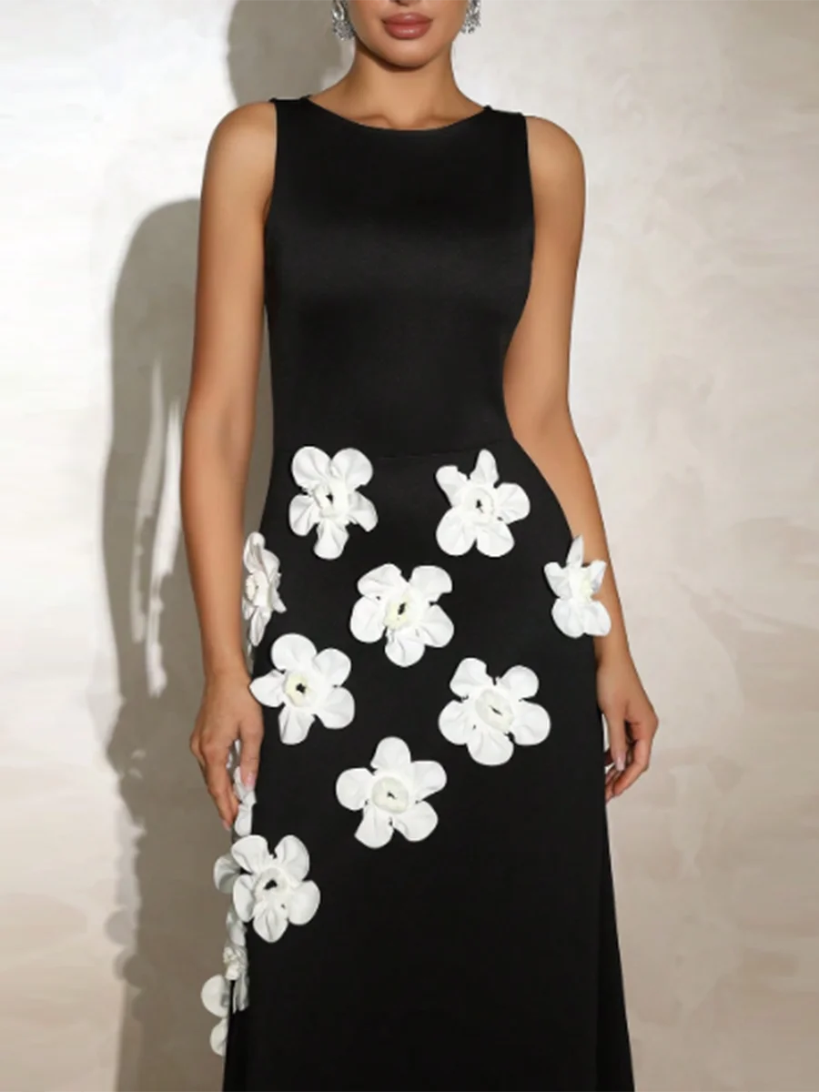 Slimming Spliced 3D Flower Dresses
