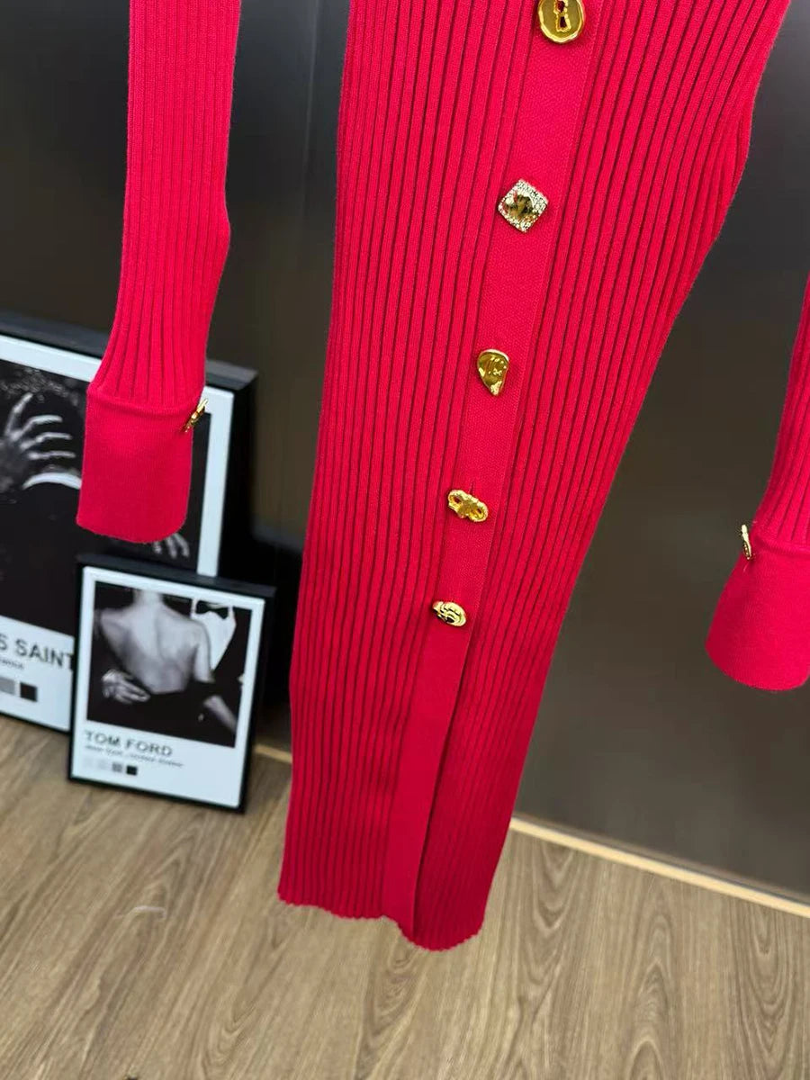 Single Breasted Basics Knit Dresses