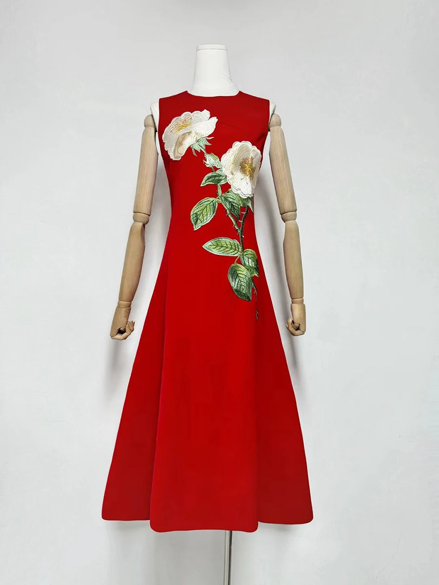 Spliced 3D Flower Dress