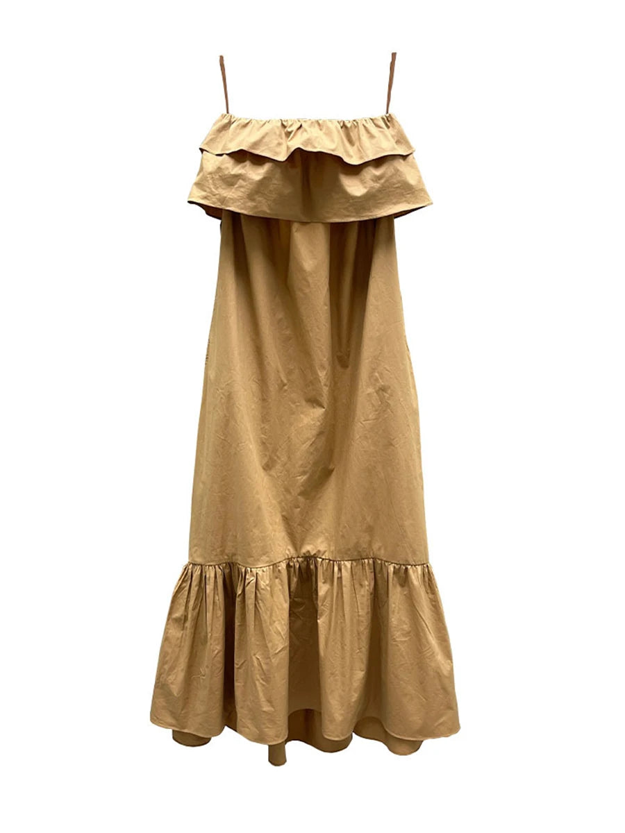 Loose Spliced Ruffles Folds Casual Dress
