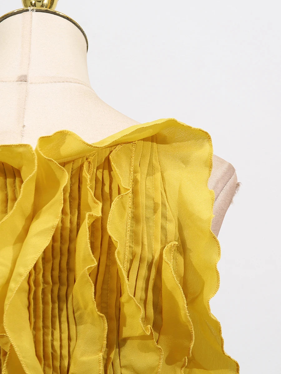 Spliced Ruffles Folds Dresses