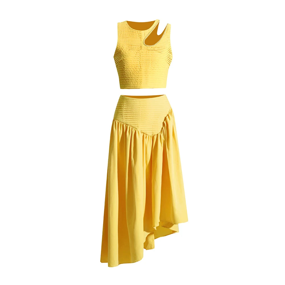Solid Spliced Folds Two Piece Set