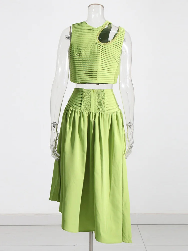 Solid Spliced Folds Two Piece Set
