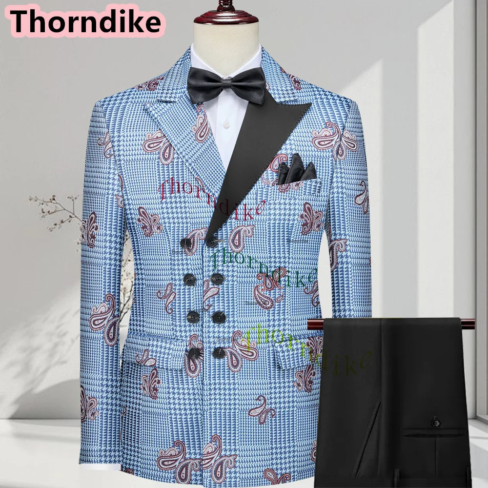 Men Suits 3 Piece Houndstooth Suit