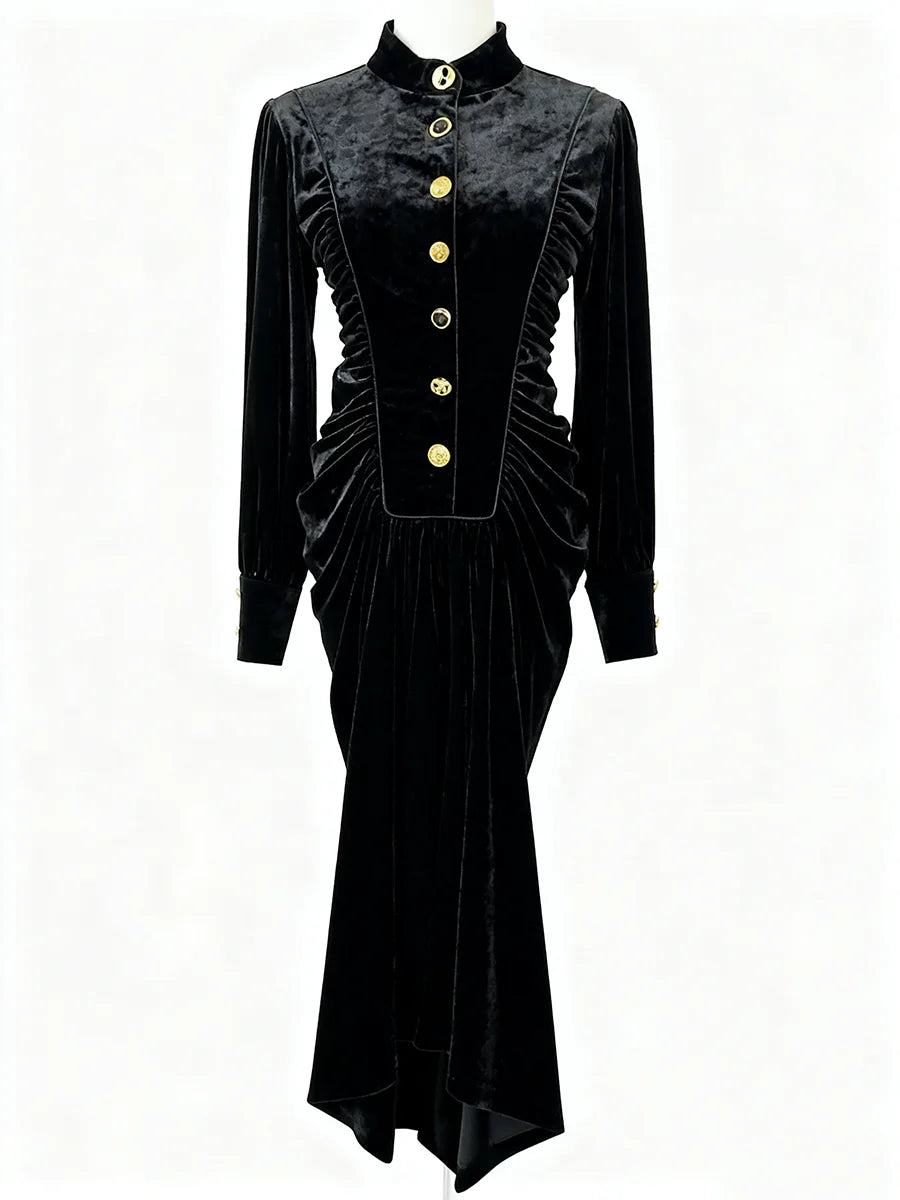 Single Breasted Velvet Dresses