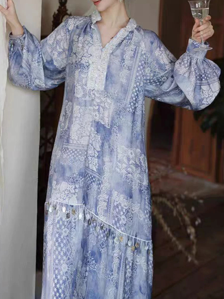 Printing Loose Spliced Sequins Dresses